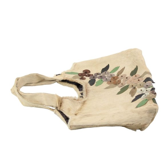 Handmade Cowhide Calf Hair Shoulder Lined Leather Embellished Purse Bag - Picture 3 of 14